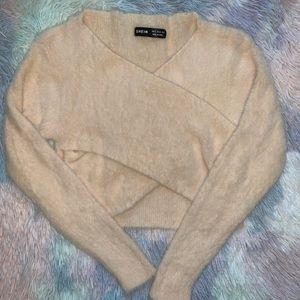 ☀️Shein Light Pink Nude Cross Crop Top